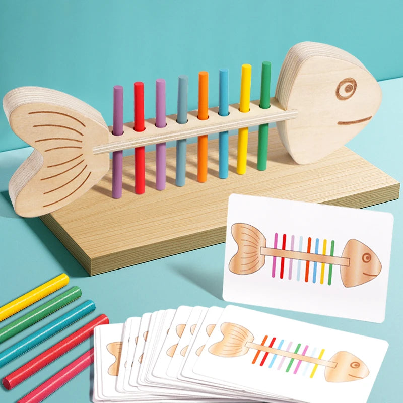 Montessori Color Matching Sensory Wooden Balance Stick Educational Toy for Kids