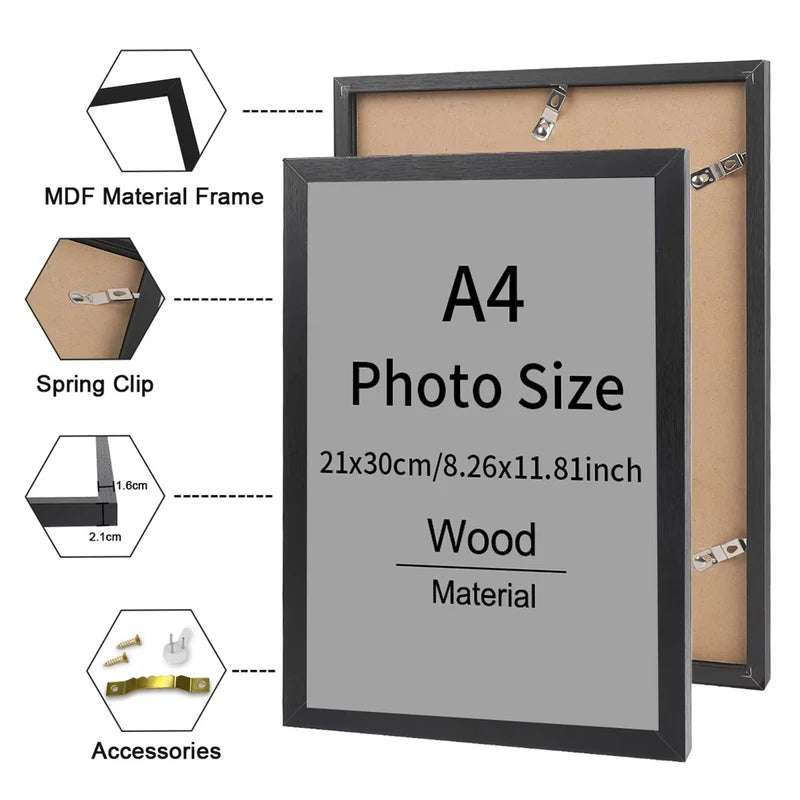 Wall Photo Frame 21x30cm & 30x40cm Black & White Display Frames for Posters Certificates Canvas