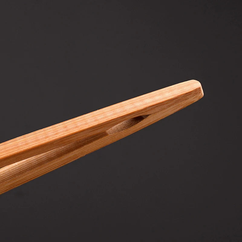 18cm Bamboo Wood Tongs for Food, Toast, Salad, Bacon & Ice Tea Clips