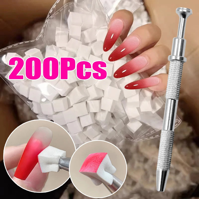 Mini Square Nail Art Sponge Set with 4 Claws Nail Gradient Brush for Manicure & Nail Design