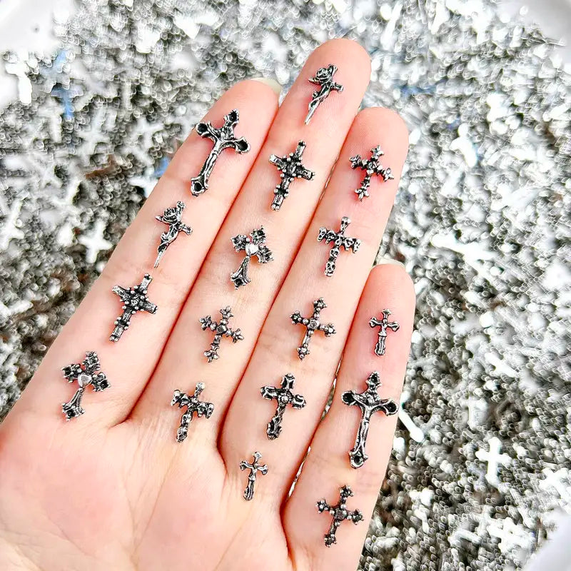Halloween Cross Nail Art Charms - Alloy Punk 3D Nail Decorations Multi Style Set