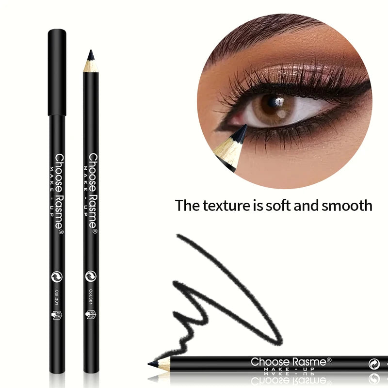 12pcs Waterproof Black Eyeliner Pencils - Smudge-Proof Long-Lasting Eye Makeup Set