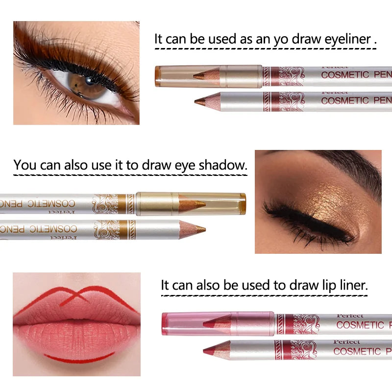 Waterproof Eyeliner Pencil Set - Smudge-Proof Long-Lasting Makeup 12 Colors