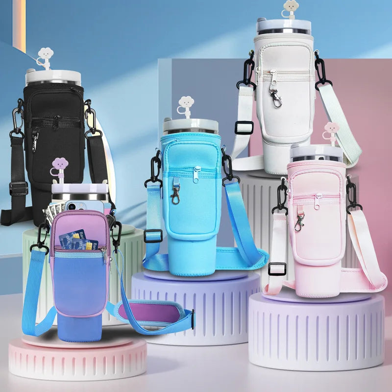 Insulated Water Bottle Carrier Bag for 40oz Bottles with Adjustable Shoulder Strap