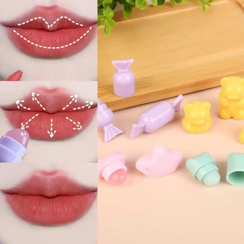 Mini Silicone Lip Brush - Angled Concealer & Lip Gloss Applicator, Cute Bear Design