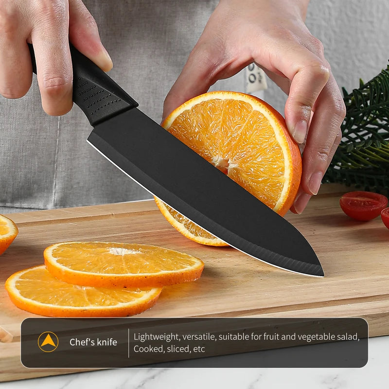 3/5pcs Kitchen Knife Set - High-Grade Black Steel Stainless Steel Household Knives