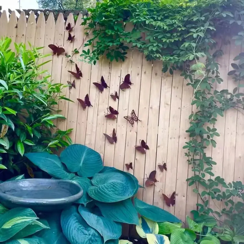 Set of 15 Rustic Metal Butterfly Wall Decor for Garden & Outdoor Fence