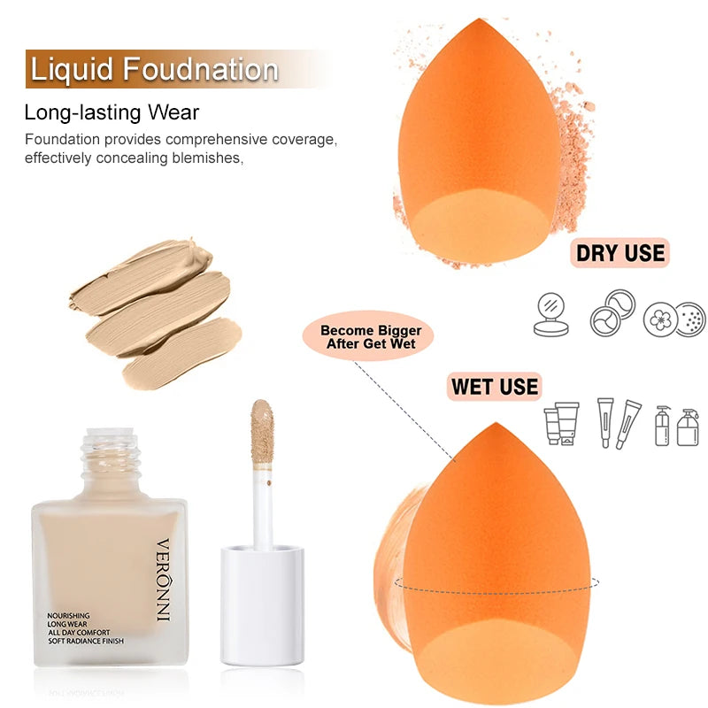 Women Face Makeup Set with Foundation, Powder, Primer & Concealer - Waterproof & Long-Lasting