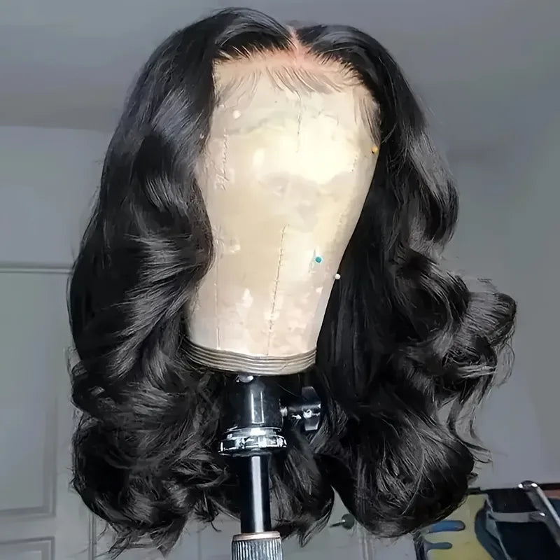 Glueless Human Hair Lace Front Wigs with Body Wave Texture - Pre Plucked, Bleached Knots, 13x4 & 13x6 HD Lace, Natural Black, Various Lengths & Densities