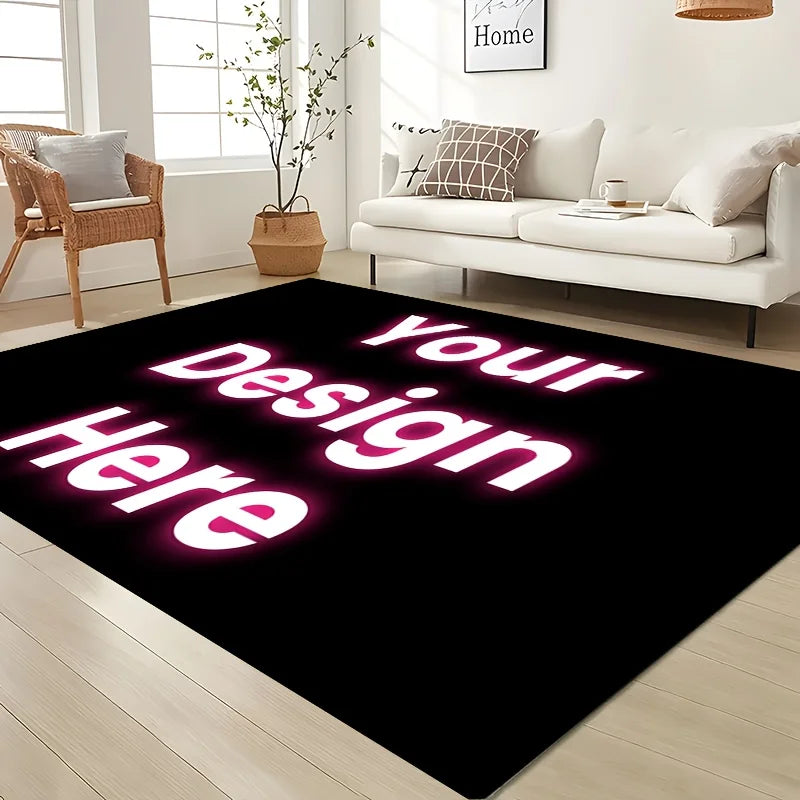 Custom Flannel Area Rug - Personalized Design, Washable Non-Slip Home Decor