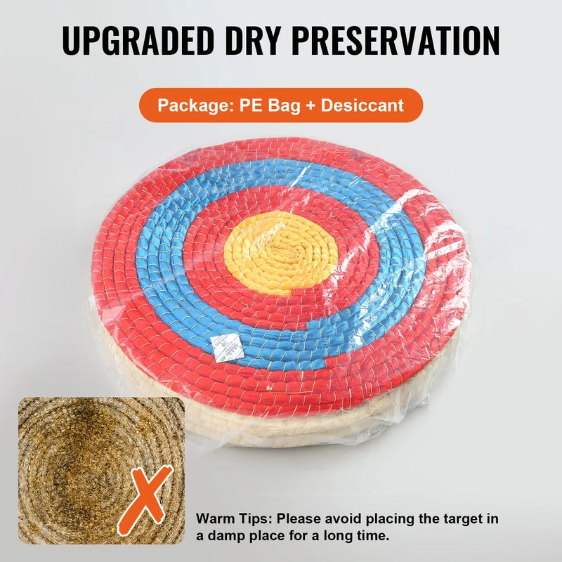 20-Inch Traditional Straw Archery Target with Colored Rope for Shooting Practice