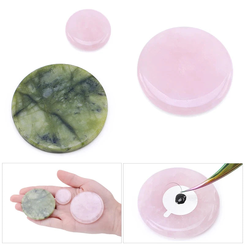 Reusable Jade Stone Eyelash Extension Glue Pad Holder Makeup Tool with Color Variants
