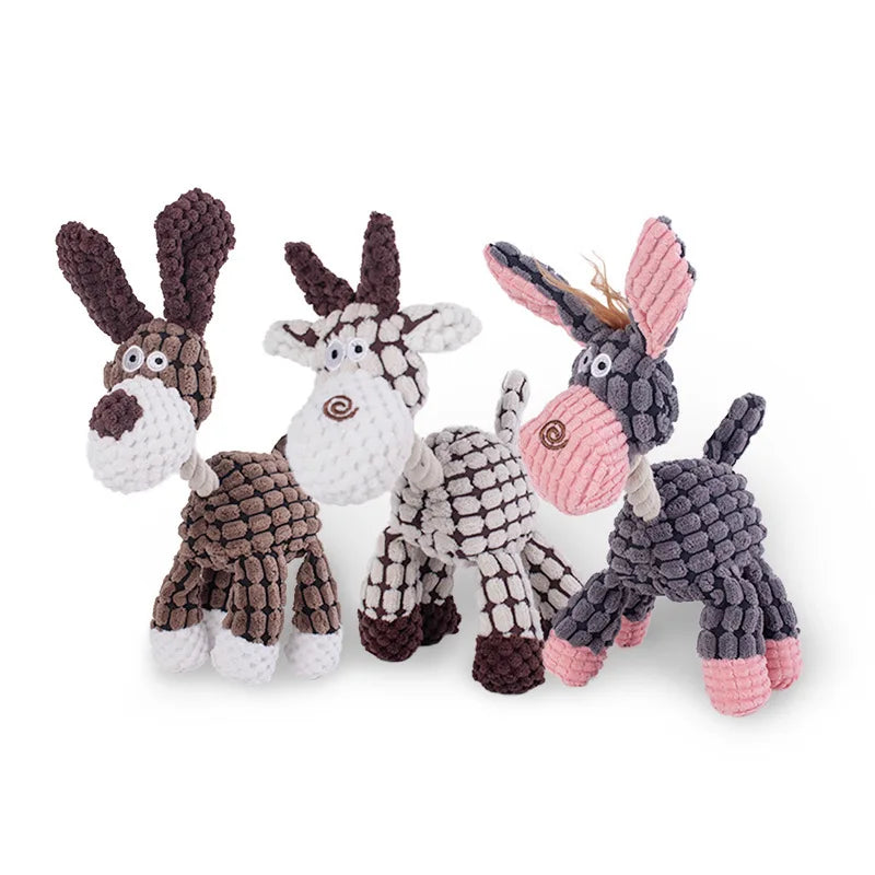 Plush Dog Toy Animals Shape Squeaky & Bite Resistant Pet Toys for Small & Large Dogs