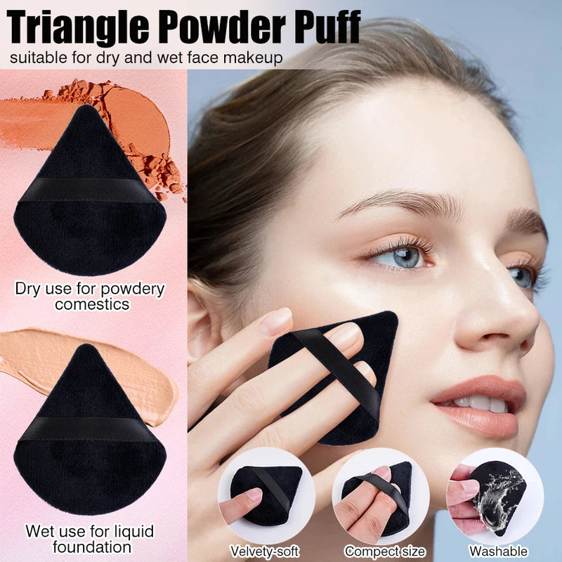 Triangle Velvet Powder Puff Makeup Sponges Set - Heart Shaped Foundation Blenders