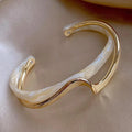 Elegant Metal Textured Bangle - Minimalist Curved Jewelry Bracelet