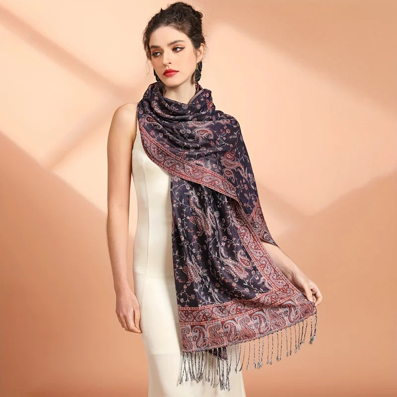 Wholesale Pashmina Scarf Wrap Paisley Jacquard Shawl Vintage Cotton Wrap
