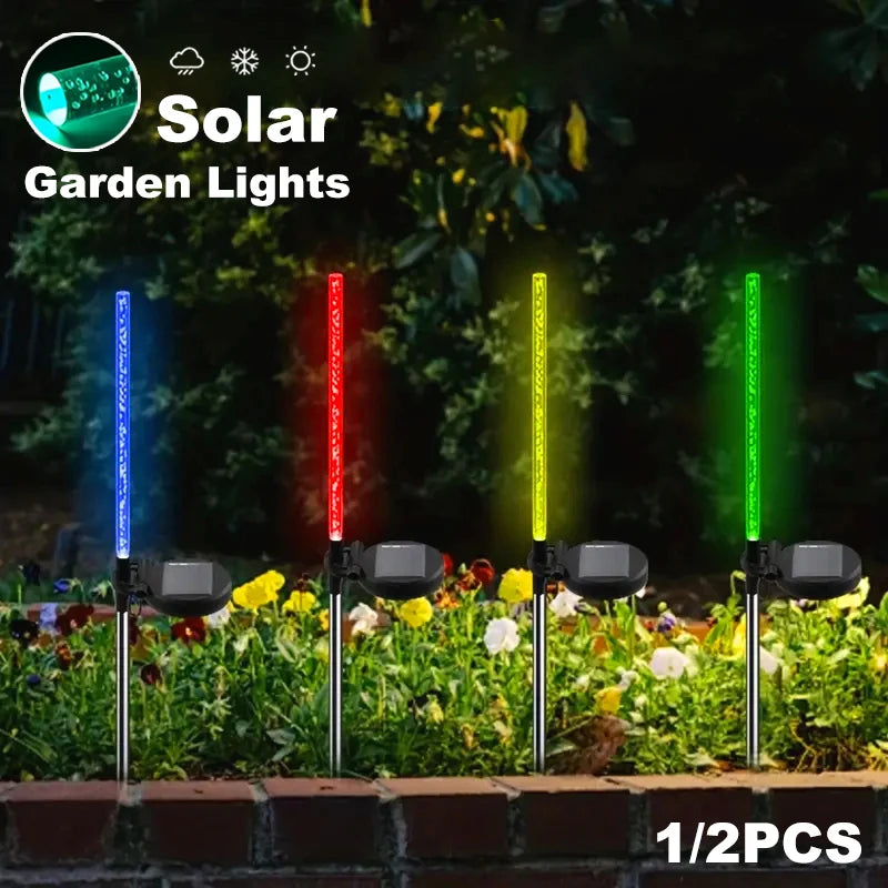 Color-Changing Solar Garden Stake Light with Bubble Sculpture - Waterproof Outdoor LED Lamp for Yard & Pathway