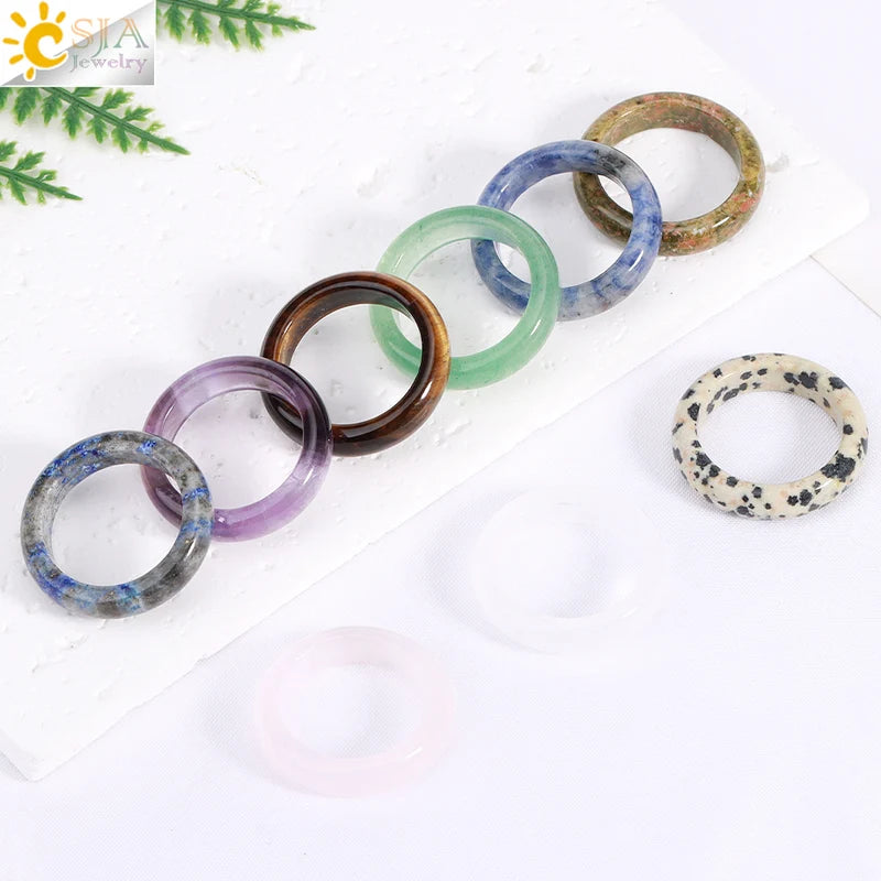 Natural Stone Circle Ring for DIY Jewelry Making - Healing Quartz & Crystal