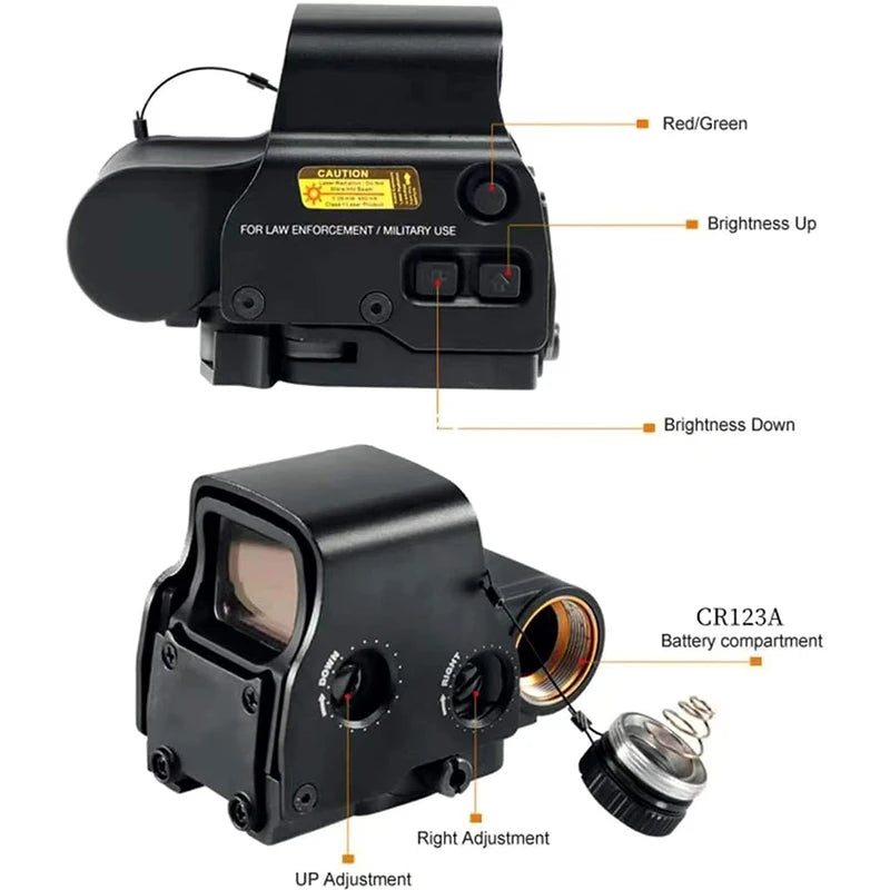 Red Green Dot Reflex Sight with Picatinny 20mm Quick Release Mount - 1x Magnification