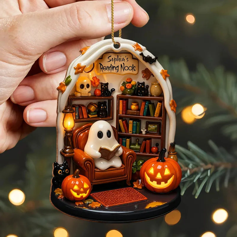 Halloween Ghost Reading Flat Acrylic Ornament Festival Party Decor