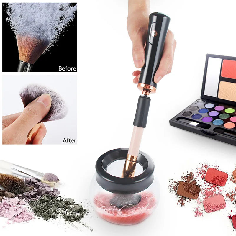 Electric Makeup Brush Cleaner and Dryer Machine with 8 Rubber Collar Sizes