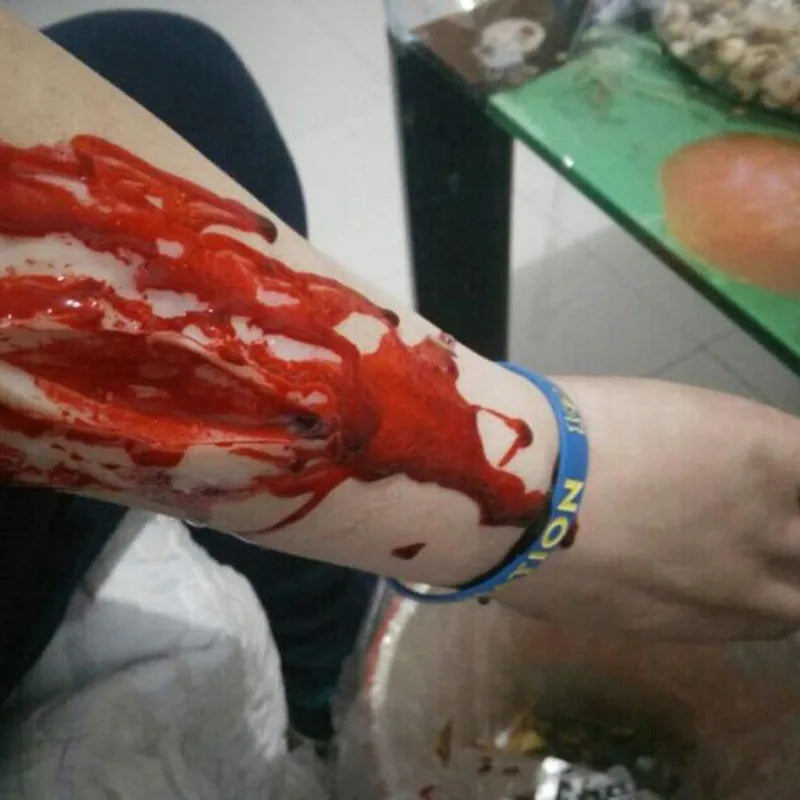 Makeup Kit with Fake Blood Gel, Wound Simulation Supplies & Double-Ended Scraper for Stage & Cosplay