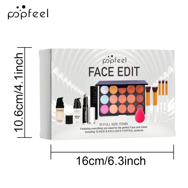 Face Makeup Set 10-Piece Foundation Concealer Brush Kit for Flawless Look