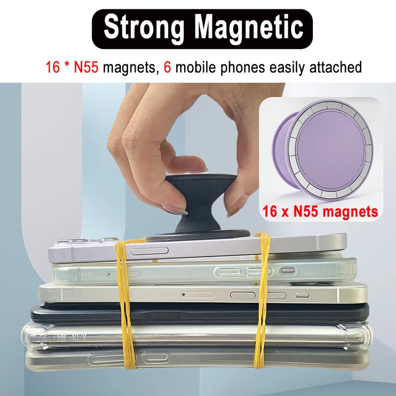 Universal Magnetic Phone Grip Holder with Silicone Finger Stand for iPhone & Smartphones