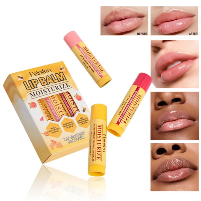 3-Piece Lip Balm Set with Lipstick Base Hydrating Natural Plant Lip Care