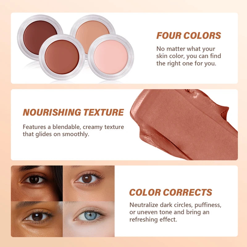 Eye Concealer with Brush, Long-Lasting Cover for Dark Circles & Age Lines