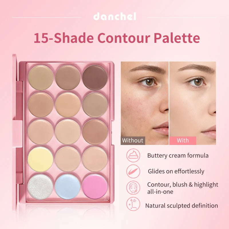 Complete Face Makeup Set with Eyeshadow, Blush, Lipstick, Foundation & Brushes