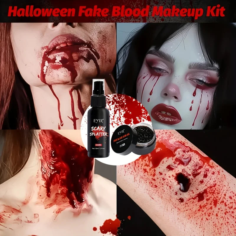 Halloween SFX Makeup Kit with Scar Wax Blood Latex & Tools - Realistic Effects
