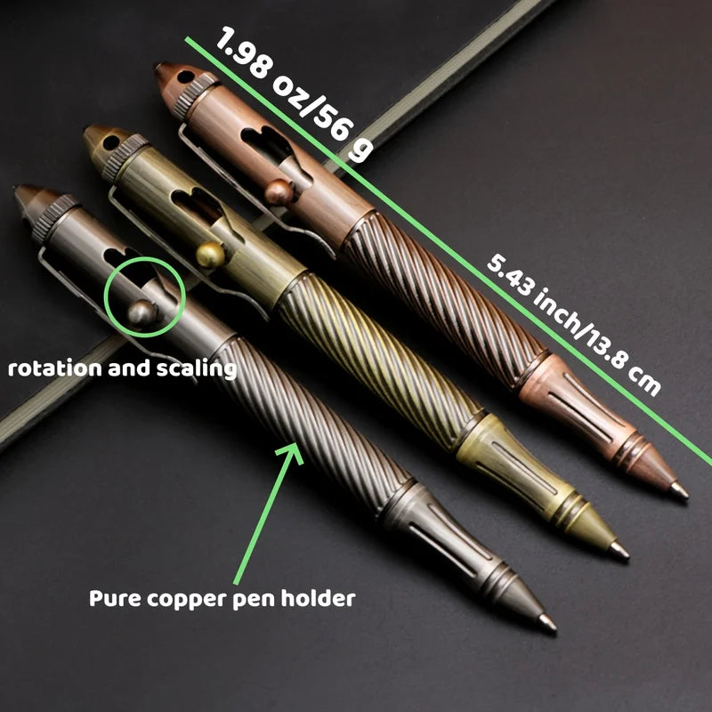 Heavy Metal Retro Style Brass Ballpoint Pen with Tungsten Steel Nib for Business and Gift Use