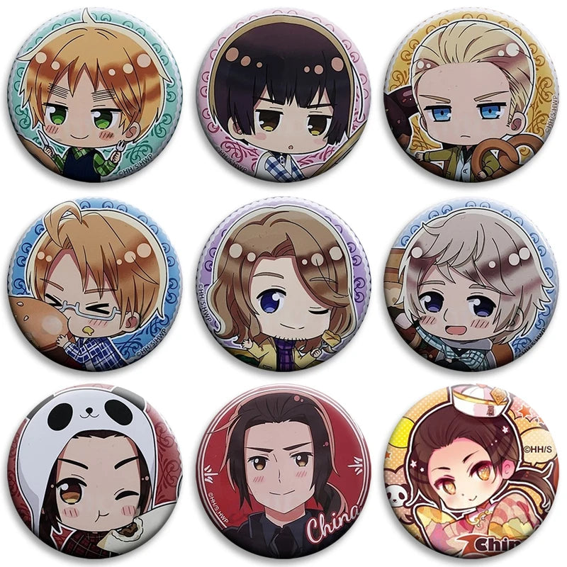 Anime Hetalia Axis Powers Enamel Pins for Bags Clothes & Accessories - Creative Brooches with Metal Finish
