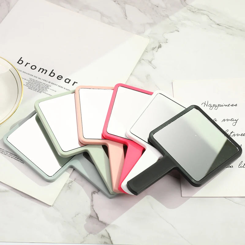 Handheld Makeup Mirror Square Vanity Mirror with Handle for Face & Eyelash Extension