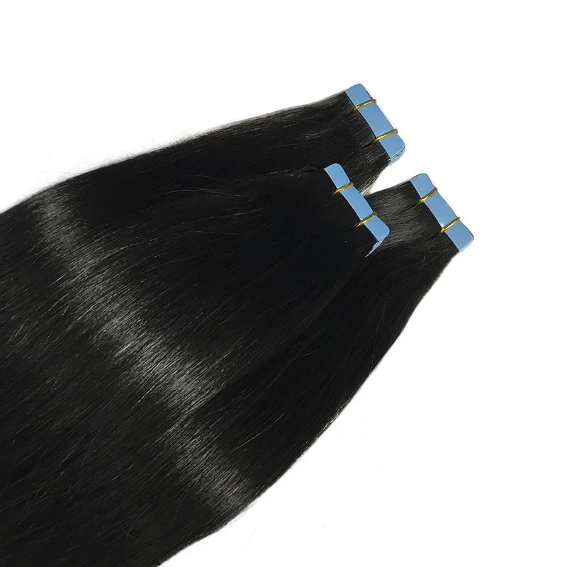 Hair Extensions Tape In 100% Remy Human Hair Brazilian Straight Skin Weft