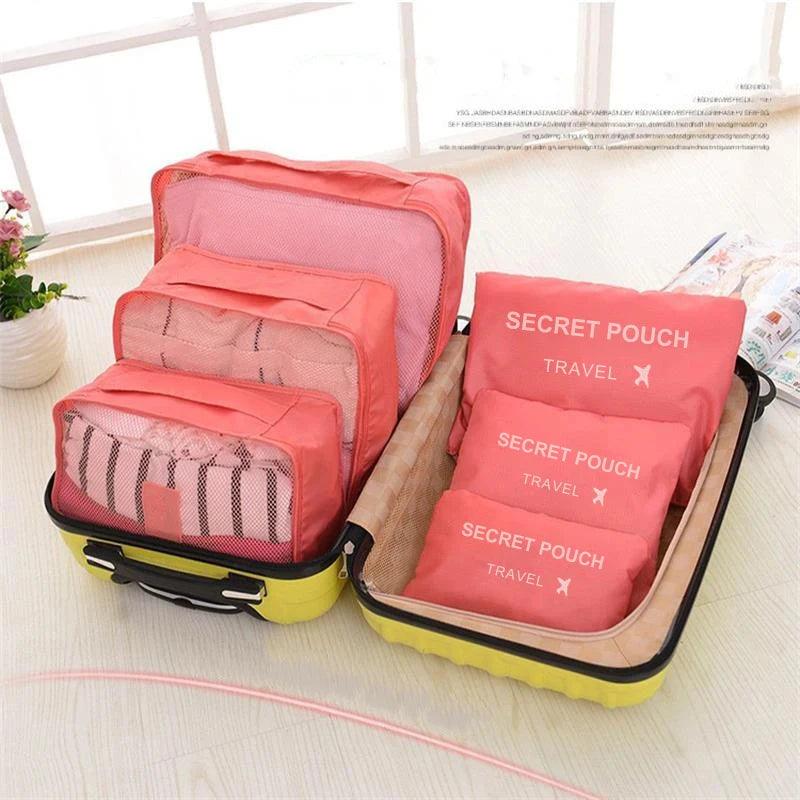 Large Capacity Waterproof Travel Storage Bags Set with Zippers - Multi-Size Organizers for Clothes and Underwear