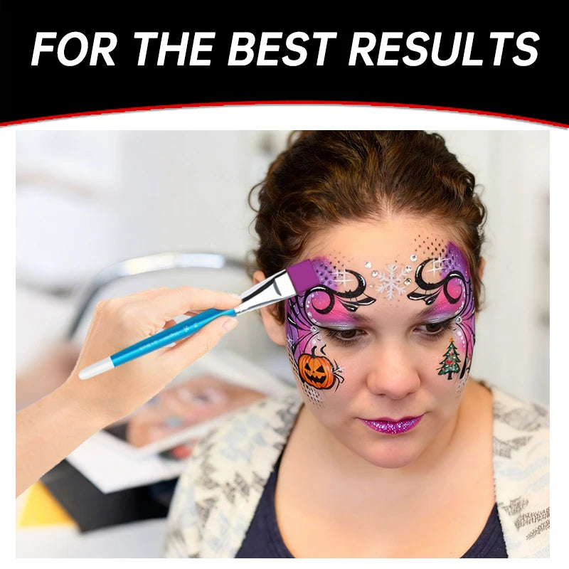 Water Based Paint Set for Halloween Makeup with Brushes - Clown, Cosplay, Party, Theater