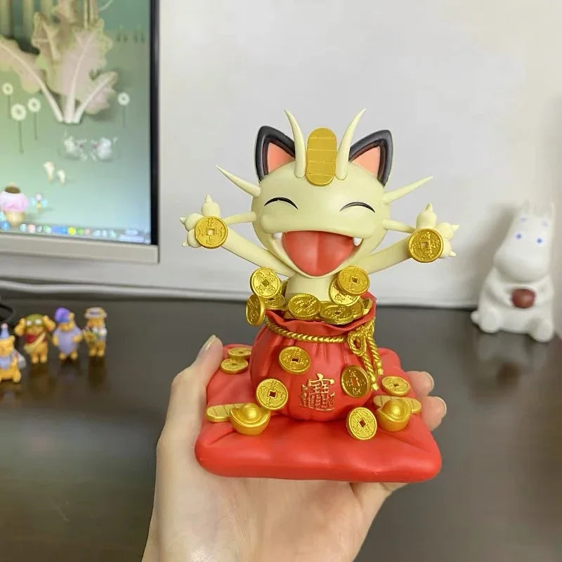 Miniature Rocket Team Meowth Figurine PVC Toy - Anime Lucky Cat Model