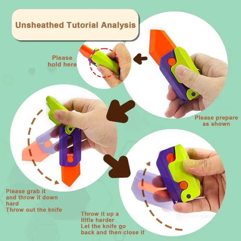 3D Printed Carrot Stress Relief Fidget Toy - Folding Butterfly Claw Knife