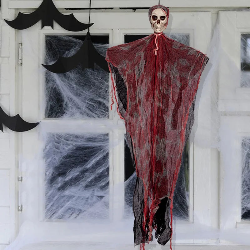 Halloween Skeleton Ghost Hanging Decor - Indoor & Outdoor Party Props, Graveyard Scary Decorations