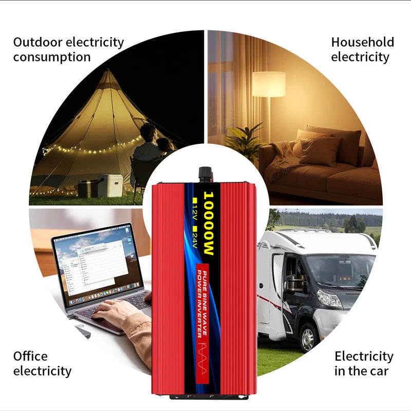 5000W-10000W Pure Sine Wave Inverter DC to AC Power Converter Car Solar Generator