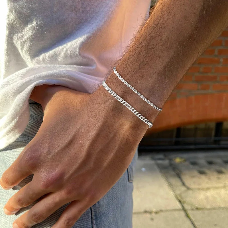 Stainless Steel Chain Bracelet Set for Men Waterproof Cuban Link Jewelry Gifts