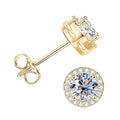 Moissanite Halo Stud Earrings 14K Gold Filled Round Gemstone Jewelry for Women