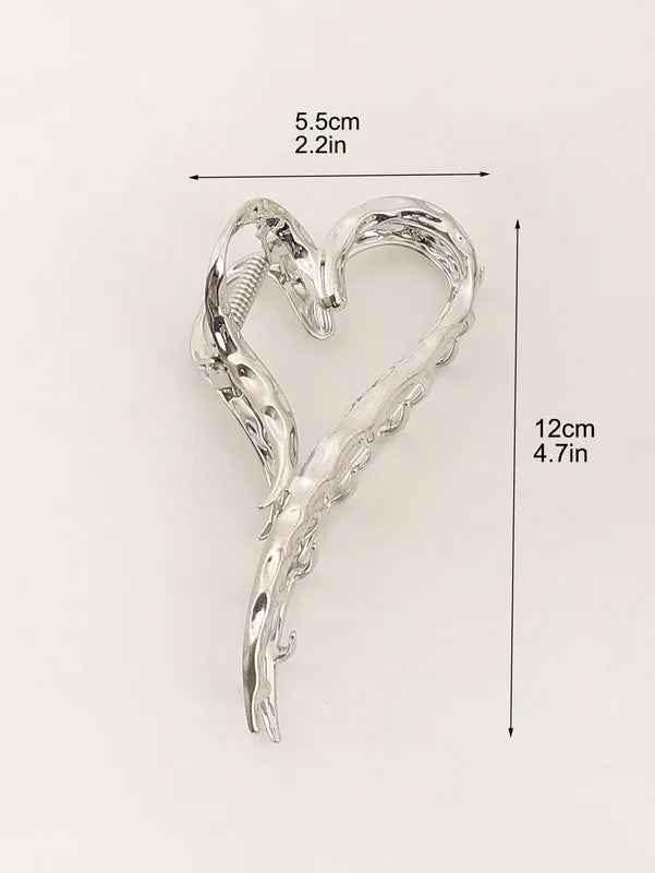 Elegant Heart-Shaped Hair Claw Clip for Women - Non-Slip Hair Accessory