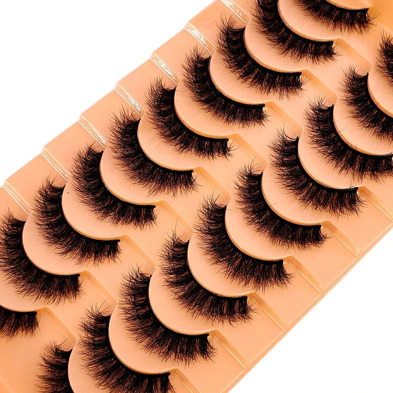 10Pairs Fluffy 3D Mink False Eyelashes Makeup Natural Volume Thick Lashes