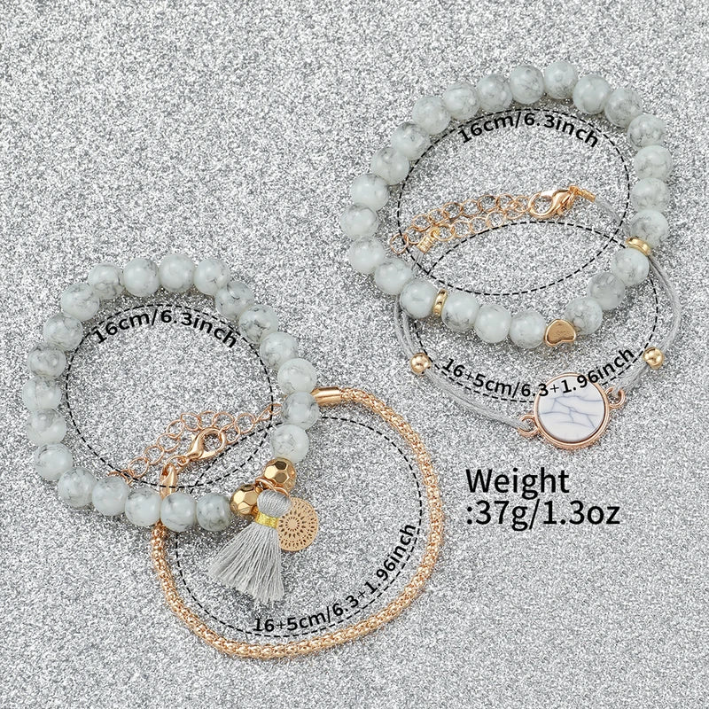 Women’s Fashion Flower Dial Quartz Watch Set with Leather Bands and Bracelets