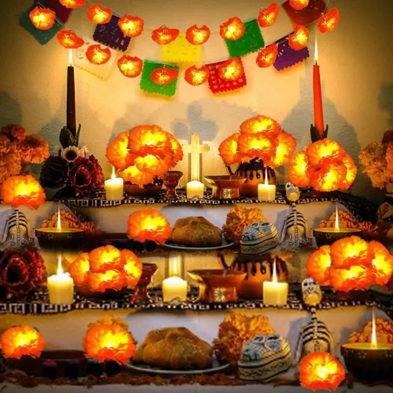 5 Ft LED Marigold String Lights for Festival & Holiday Decor
