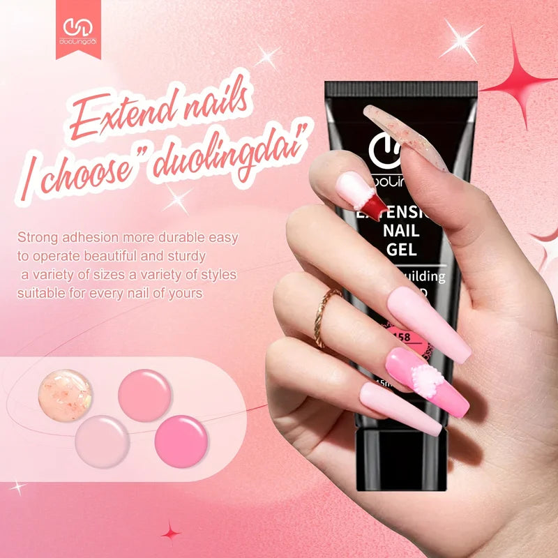 Poly Gel Nail Kit with 4 Colors - Quick Dry, Curable DIY Gel Nails