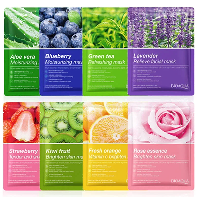 8pcs Natural Plant Face Masks Set Moisturizing & Firming Skincare Korean Cosmetics